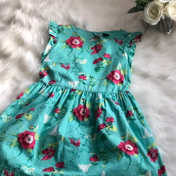 Gap girls dress size 7/8 Spring green floral print - Picture 6 of 7